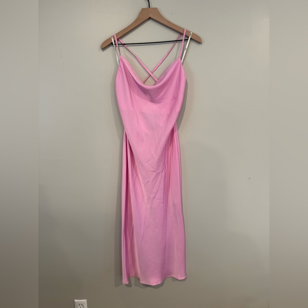 ASOS Pink Midi Slip Dress with Strappy Back
